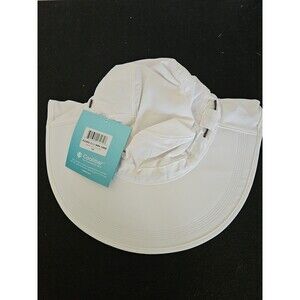 Coolibar Stevie Ultra Sun Hat White, One Size, UPF 50+, Adjustable Neck Drape